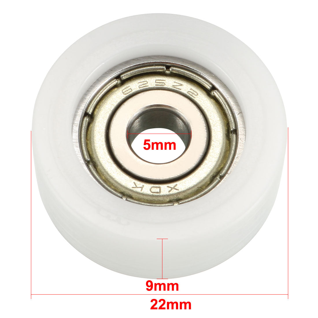 uxcell Uxcell 4pcs 5x22x9mm Roller Idler Bearing Pulley Sliding Conveyor Wheel White