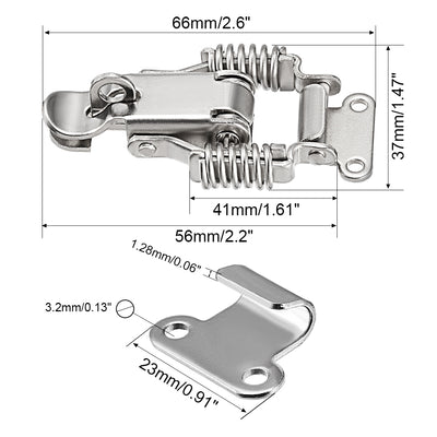 Harfington Uxcell 4pcs 304 Stainless Steel Spring Loaded Toggle Latch Catch Clamp 66mm