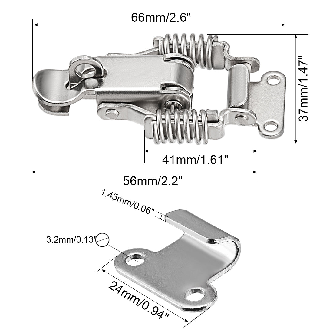 uxcell Uxcell 8pcs 304 Stainless Steel Spring Loaded Toggle Latch Catch Clamp 66mm