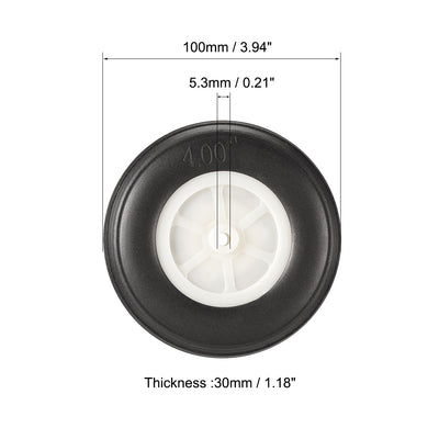 Harfington Uxcell 4pcs 100mm Diameter 30mm Thick White Plastic Hub Black Foam Wheel