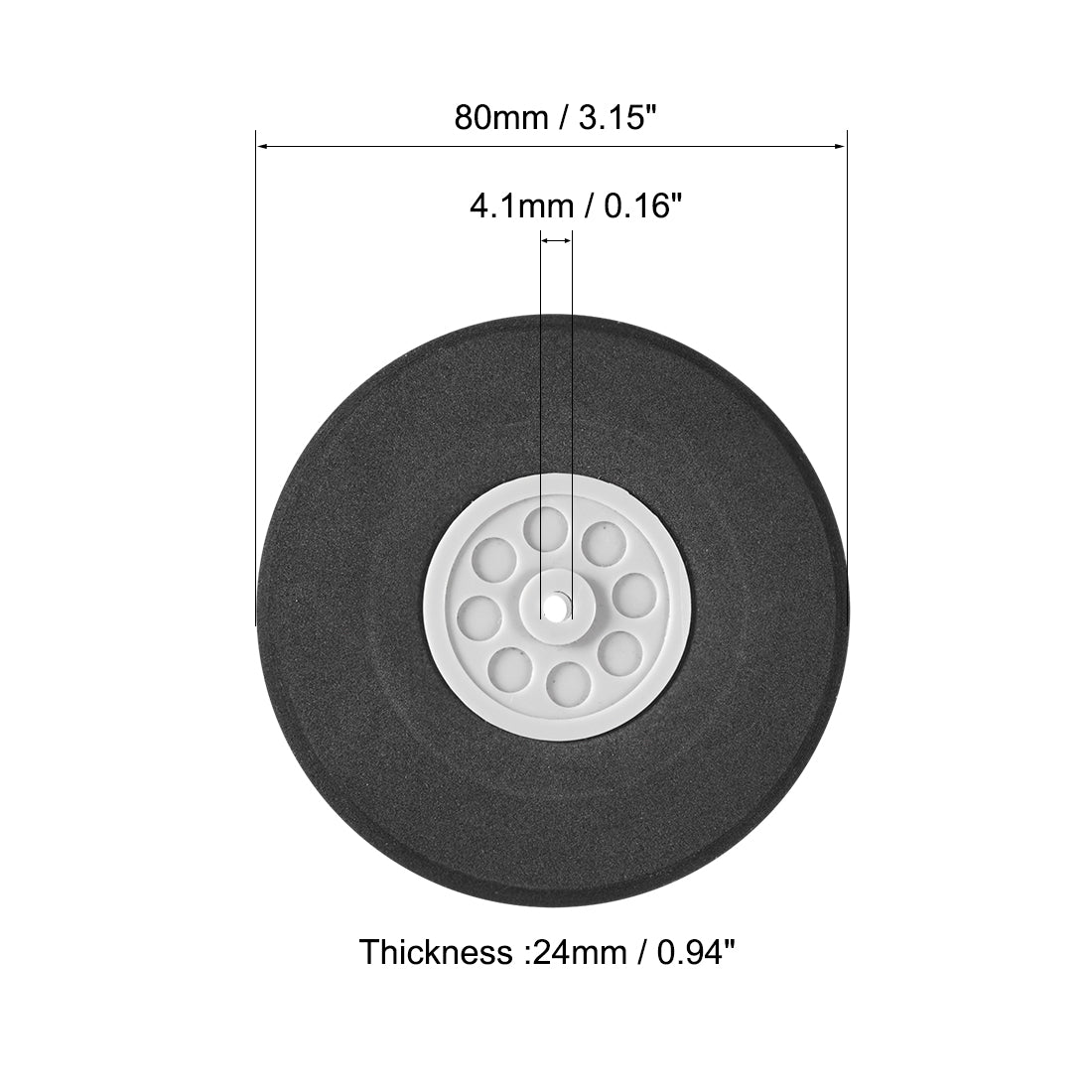 uxcell Uxcell 2pcs 80mm Diameter 24mm Thick Gray Plastic Hub Black Foam Wheel