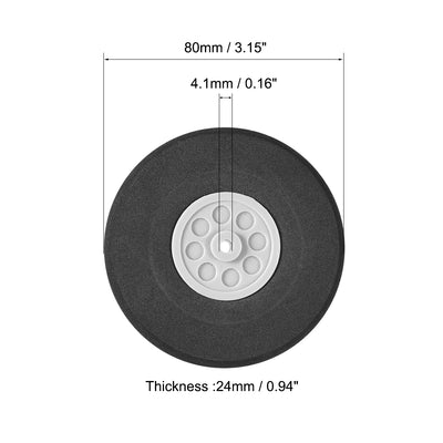 Harfington Uxcell 2pcs 80mm Diameter 24mm Thick Gray Plastic Hub Black Foam Wheel