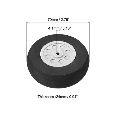 Harfington Uxcell 2pcs 70mm Diameter 24mm Thick Gray Plastic Hub Black Foam Wheel