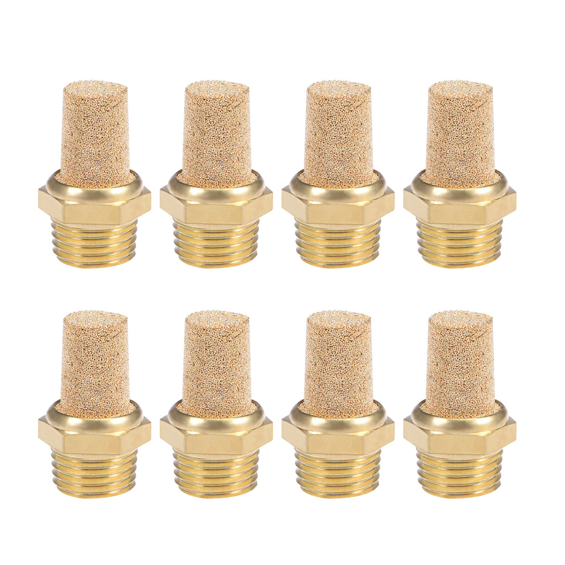 uxcell Uxcell 1/4 PT Sintered Bronze Exhaust Muffler with Brass Body Protruding 8pcs