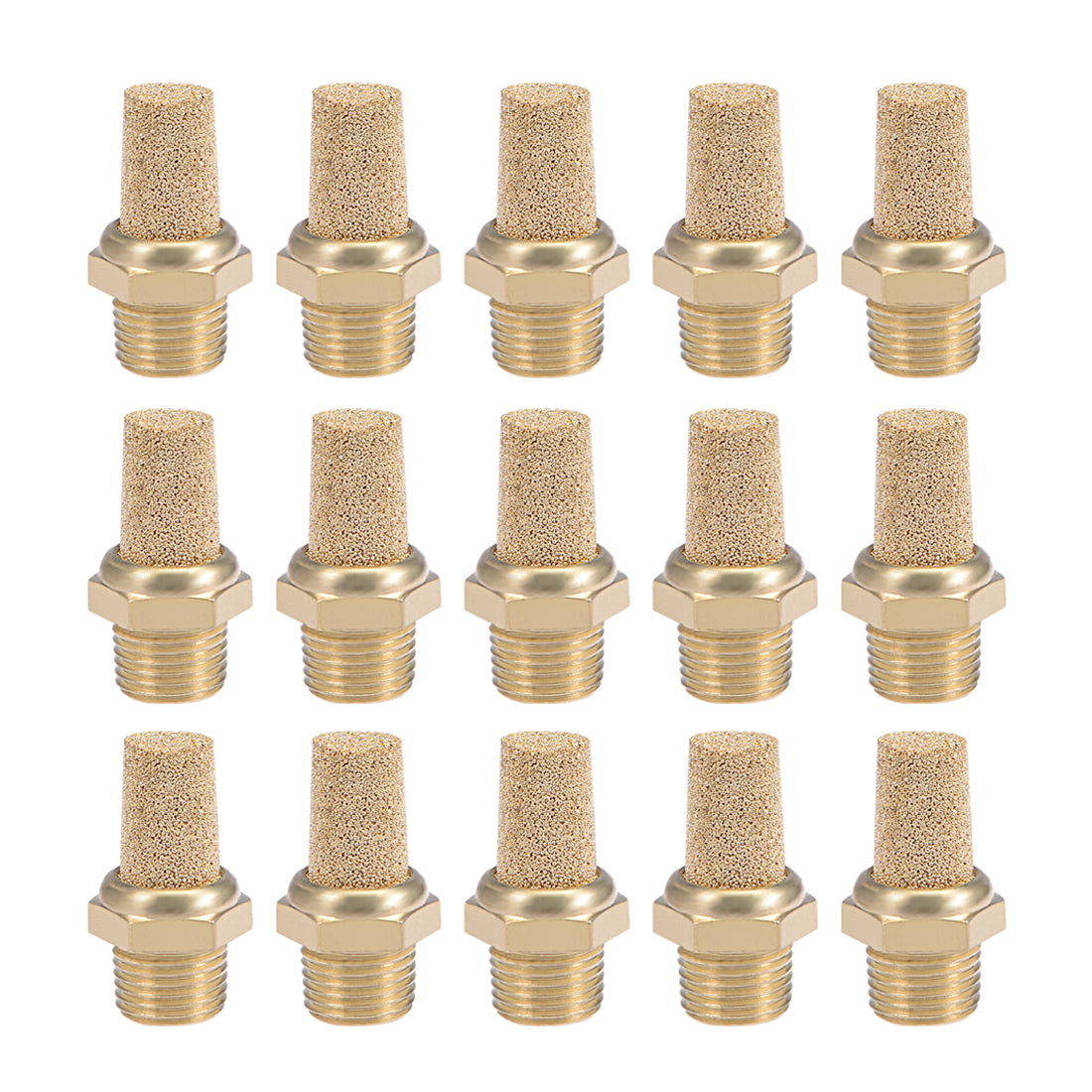 uxcell Uxcell 1/8 PT Sintered Bronze Exhaust Muffler with Brass Body Protruding 15pcs