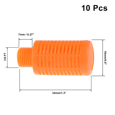 Harfington Uxcell Plastic Pneumatic Muffler Exhaust Air Line Silencer 1/8 PT Orange, 10pcs