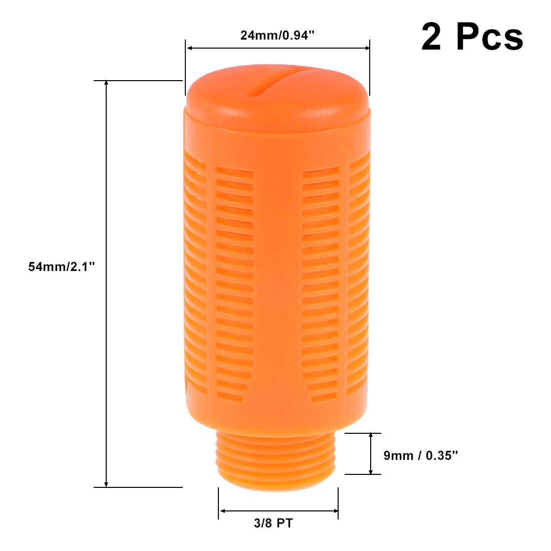 uxcell Uxcell Plastic Pneumatic Muffler Exhaust Air Line Silencer 3/8 PT Orange, 2pcs