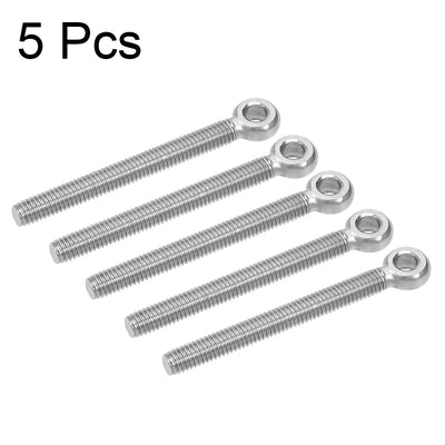 Harfington Uxcell M12 x 70mm 304 Stainless Steel Machine Shoulder Lift Eye Bolt Rigging 5pcs Silver Tone
