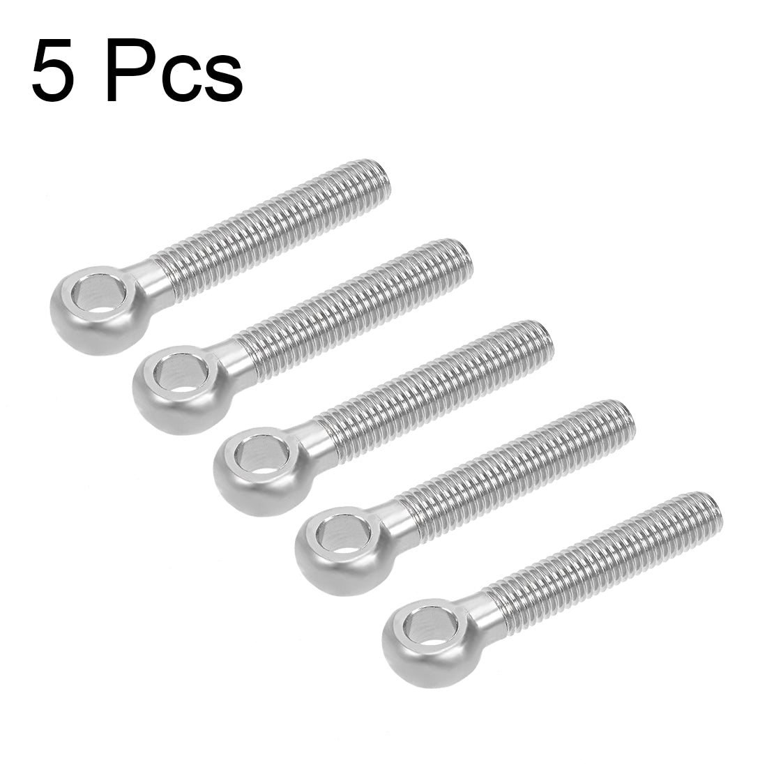 Uxcell Uxcell M12 x 70mm 304 Stainless Steel Machine Shoulder Lift Eye Bolt Rigging 5pcs Silver Tone