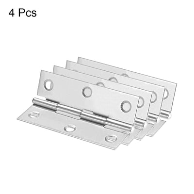 Harfington Uxcell 2.6"  Hinge Silver Door Cabinet Hinges Fittings Brushed Chrome Plain 4pcs