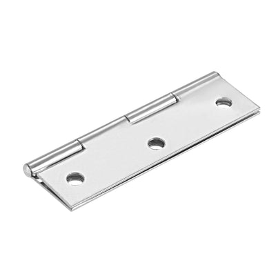 Harfington Uxcell 2.6"  Hinge Silver Door Cabinet Hinges Fittings Brushed Chrome Plain 4pcs