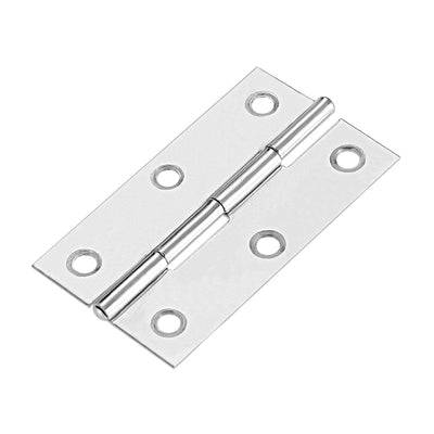 uxcell Uxcell 2.6"  Hinge Silver Door Cabinet Hinges Fittings Brushed Chrome Plain 4pcs