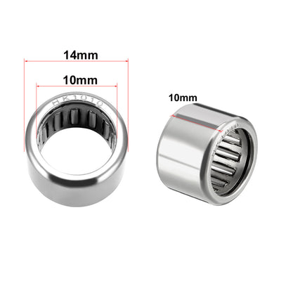 Harfington Uxcell HK1010 Drawn Cup Needle Roller Bearings, Open End, 10mm Bore Dia, 14mm OD, 10mm Width 10pcs