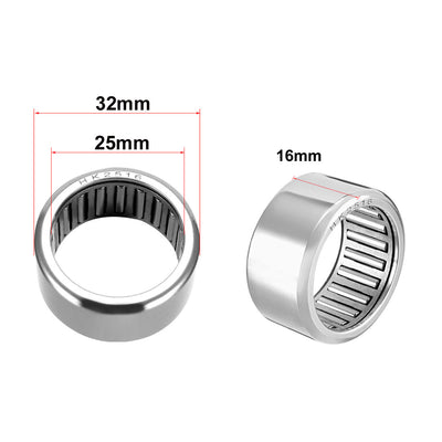 Harfington Uxcell HK Series Needle Roller Bearings, Open End, Stamping Steel Drawn Cup, Metric