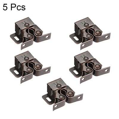Harfington Uxcell Cabinet Door Double Roller Catch Ball Latch with Prong Copper Tone 5pcs
