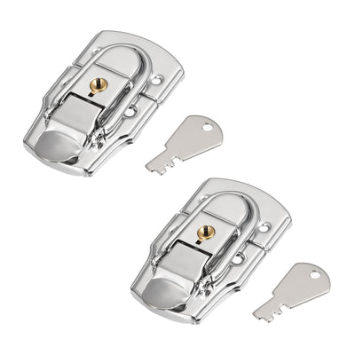 Harfington Uxcell 76mm x 45mm Metal Small Size Suitcase Lock Hasp Catch Latch with Keys 2 Pcs