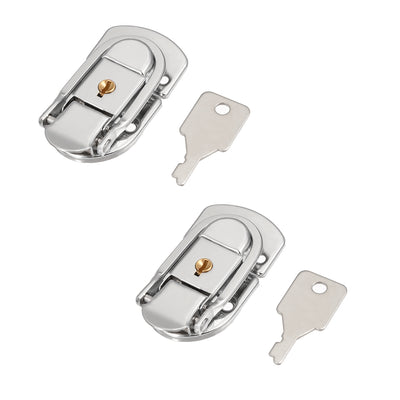 Harfington Uxcell 66mm x 34mm Metal Small Size Suitcase Lock Hasp Catch Latch with Keys 2 Pcs