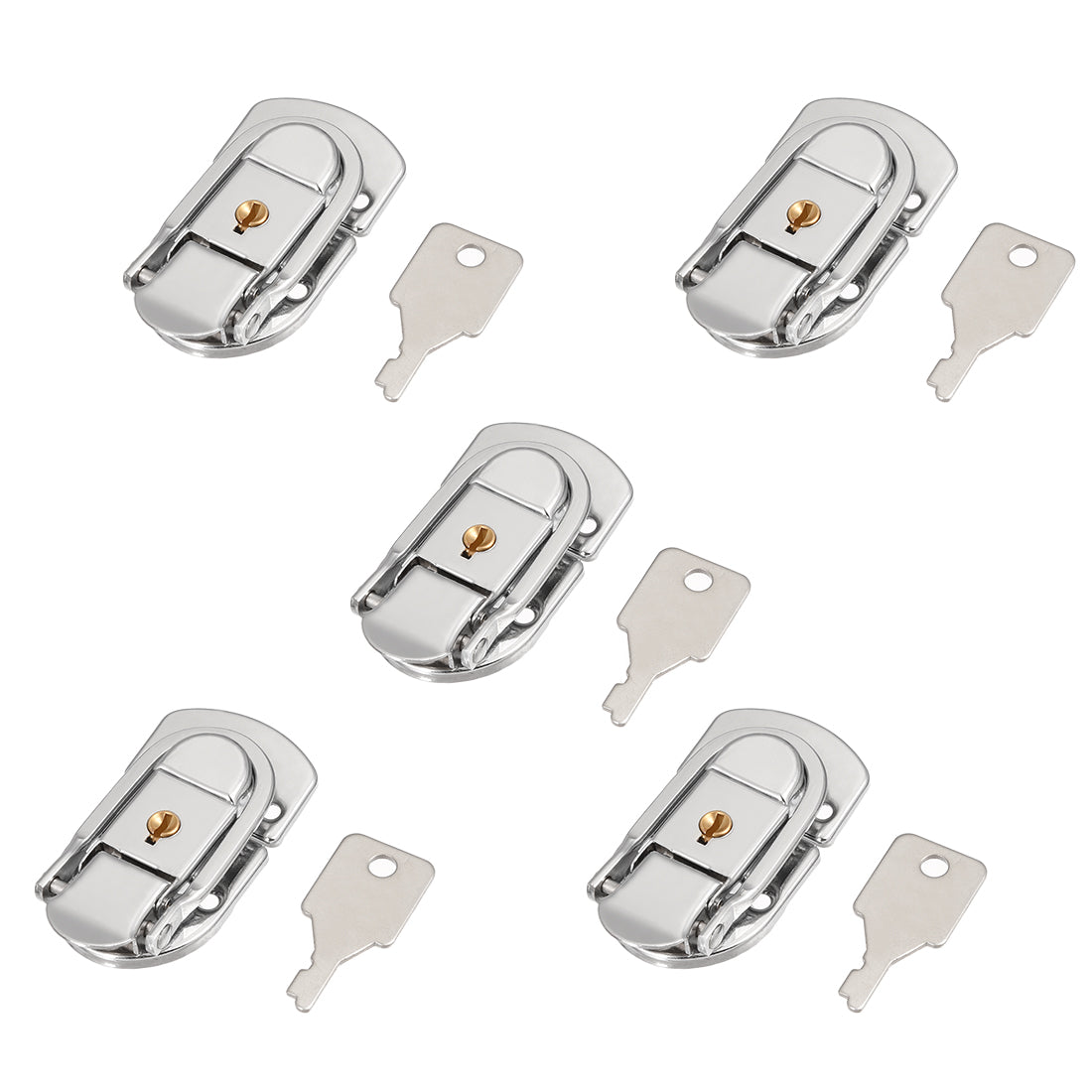uxcell Uxcell 66mm x 34mm Metal Small Size Suitcase Lock Hasp Catch Latch with Keys 5 Pcs