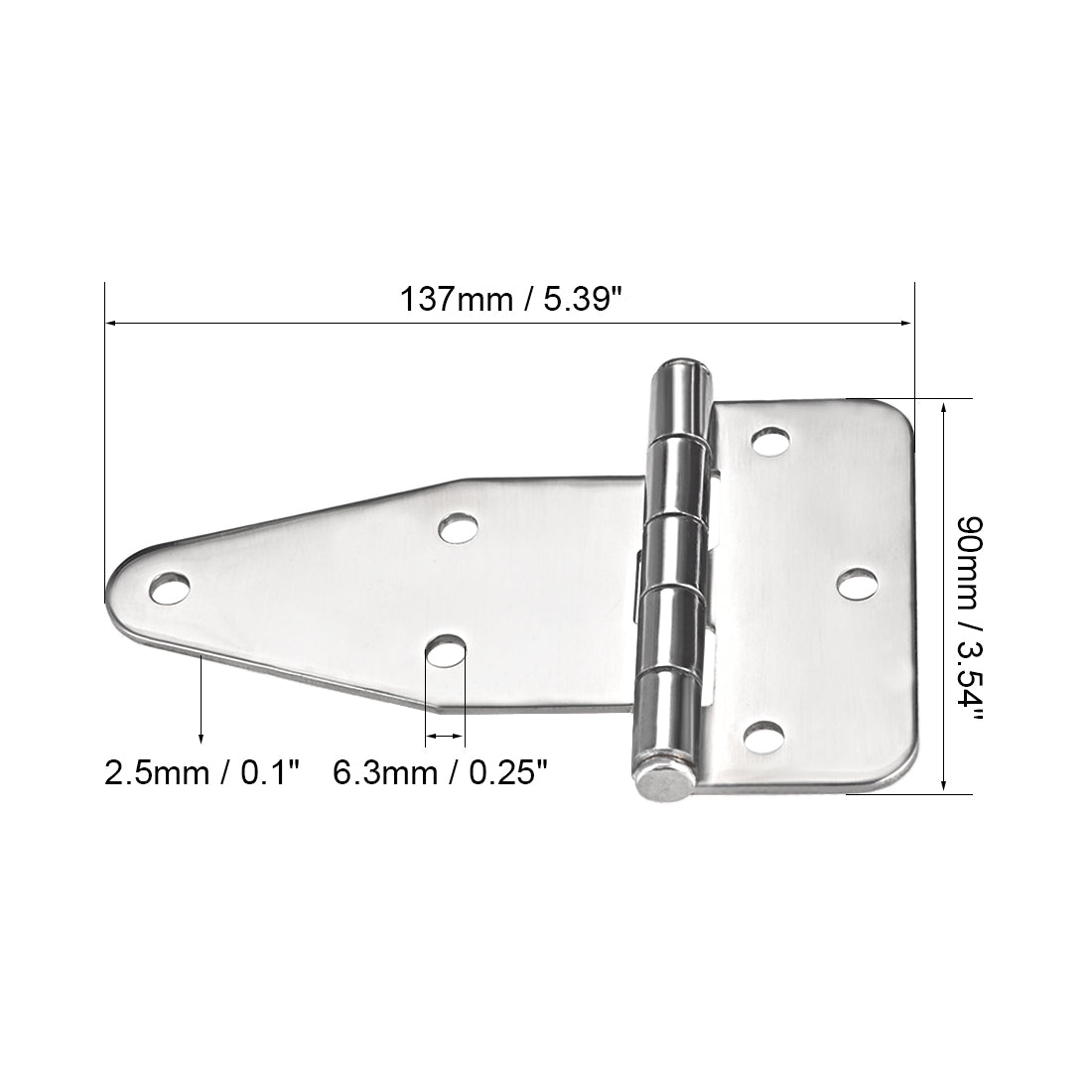 uxcell Uxcell T-Strap Heavy Shed Hinge Gate Door Hinges 304 Stainless Steel, 137mm Overall Length