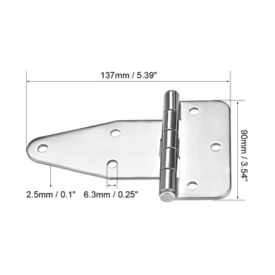 Harfington Uxcell T-Strap Heavy Shed Hinge Gate Door Hinges 304 Stainless Steel, 137mm Overall Length