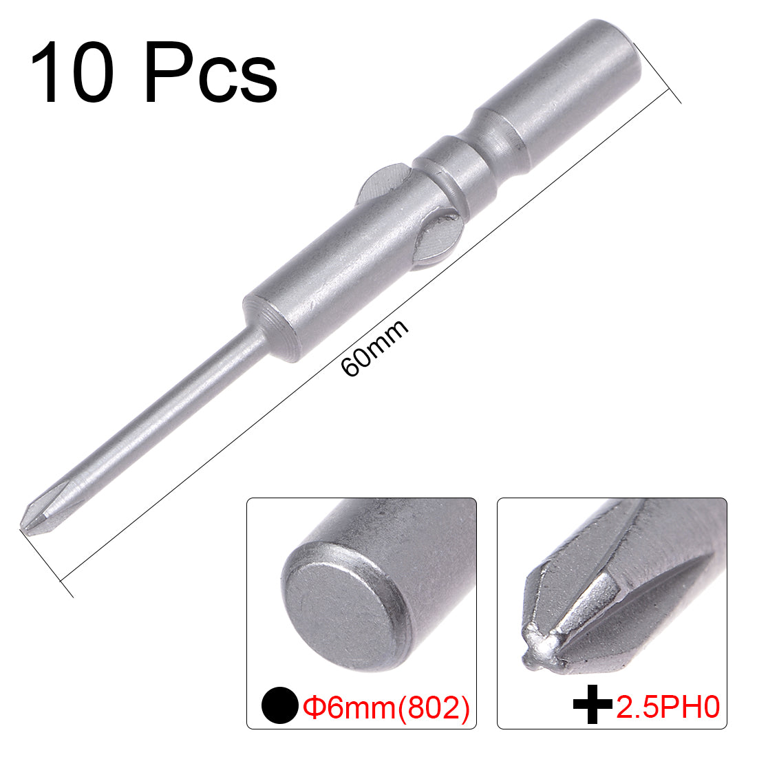 Uxcell Uxcell 10 Pcs 4mm Shank 80mm Length 2mm Phillips PH0 Magnetic S2 Screwdriver Bits
