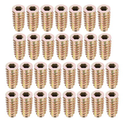 Harfington Uxcell Threaded Insert Nuts Zinc Alloy Hex Socket M6 Internal Threads 25mm Length 30pcs