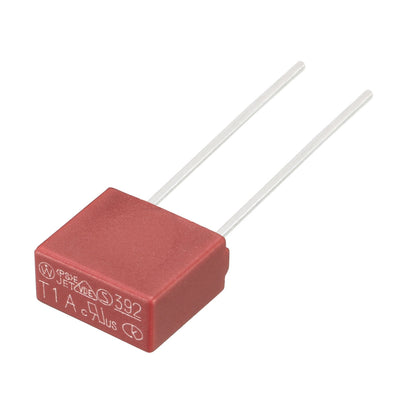 Harfington Uxcell 20Pcs DIP Mounted Miniature Square Slow Blow Micro Fuse T1A 1A 250V Red