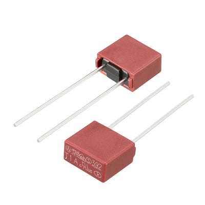Harfington Uxcell 20Pcs DIP Mounted Miniature Square Slow Blow Micro Fuse T1A 1A 250V Red