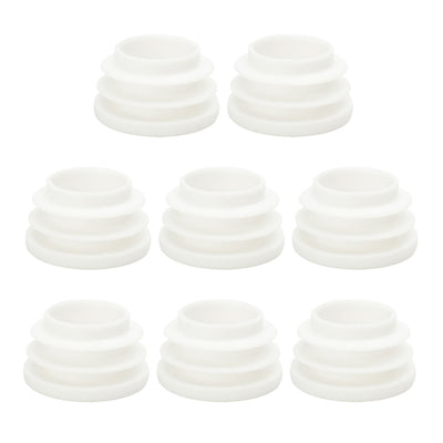 Uxcell Uxcell 3/4" 19mm OD Plastic Round Ribbed Tube Insert Pipe Tubing End Covers Caps White 8pcs, 0.63"-0.71" Inner Dia Furniture Glide Chair Feet Floor Protector