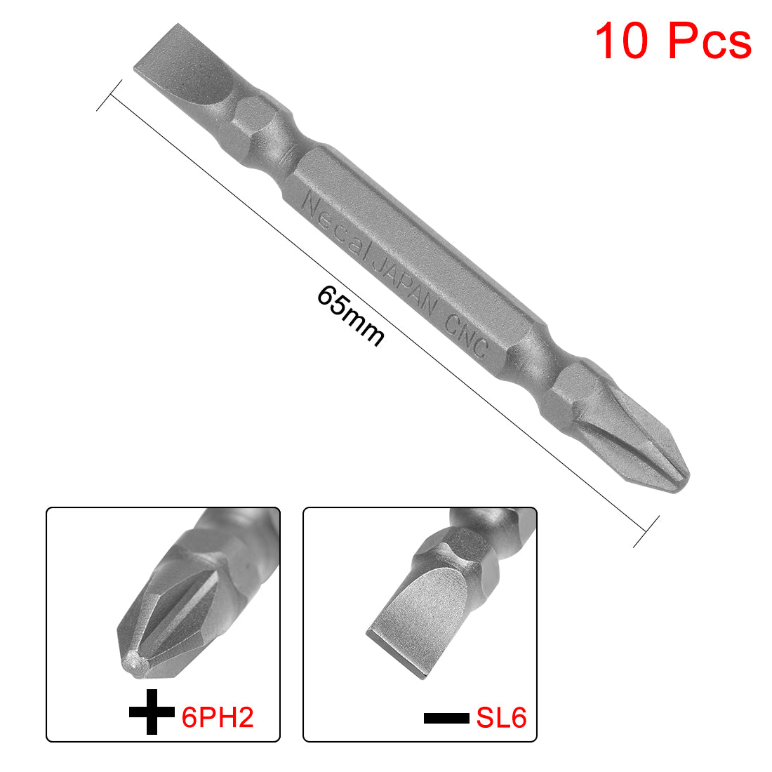 Uxcell Uxcell 10Pcs 150mm Long S2 Magnetic Phillips-Slotted Screwdriver Bits 6PH2 SL6 Hex Head