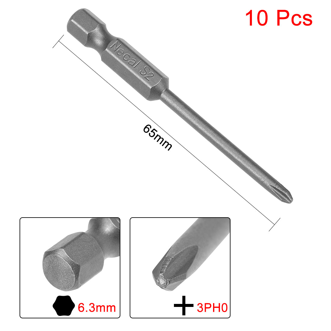 Uxcell Uxcell 3 Pcs 4.5mm PH2 Magnetic Phillips Screwdriver Bits, 1/4 Inch Hex Shank 4.72-inch Length S2 Power Tool