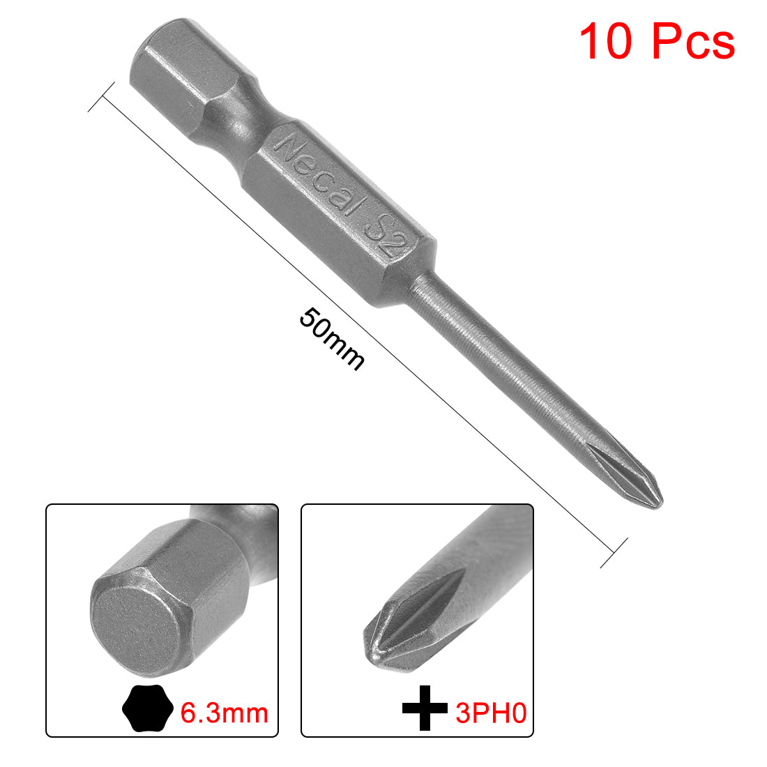 Uxcell Uxcell 10pcs 50mm 1/4" Hex Shank 4mm Magnetic Phillips Head Screwdriver Bits S2