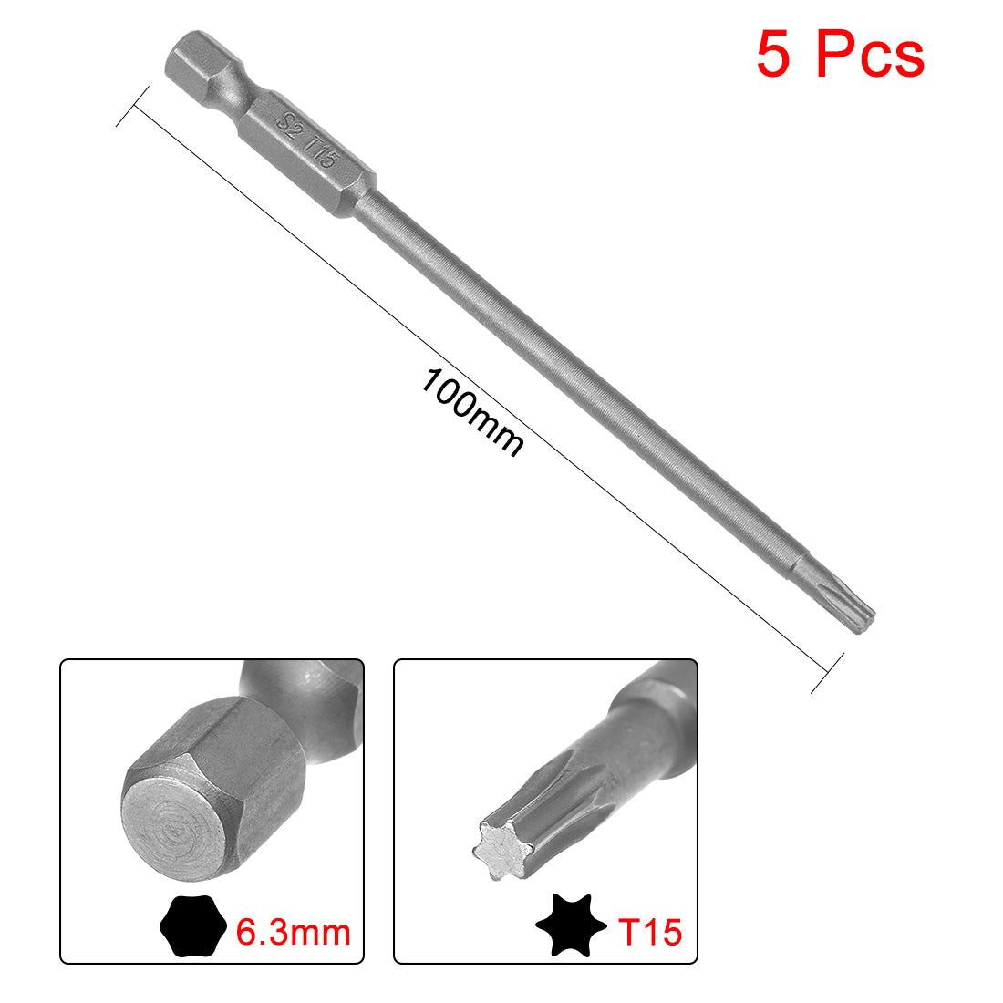 uxcell Uxcell Magnetic Torx Screwdriver Bits Hex Shank S2 Power Tool