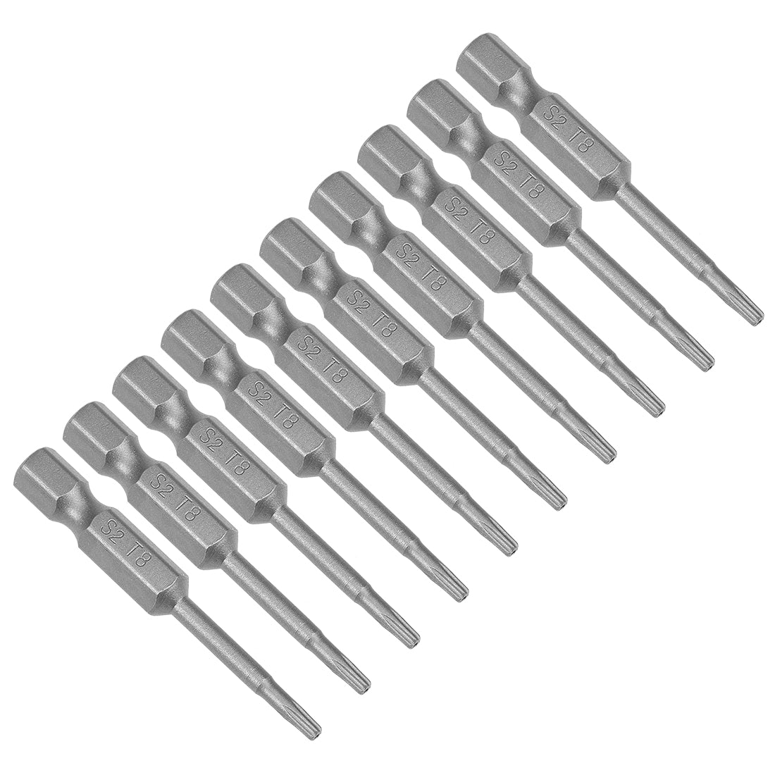 uxcell Uxcell 10pcs 50mm 1/4" Hex Shank T8 Magnetic Torx Head Security Screwdriver Bits S2