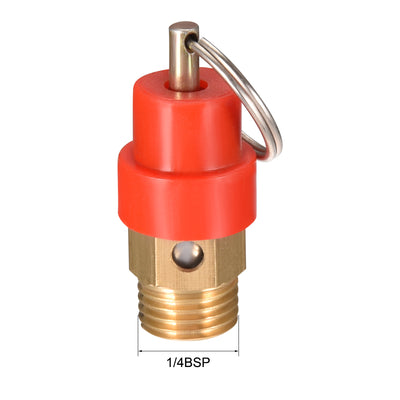 Harfington Uxcell 1/4 BSP Thread Pressure Relief Valve for Air Compressor 0.6Mpa Red Gold Tone w Split Ring 2 pcs