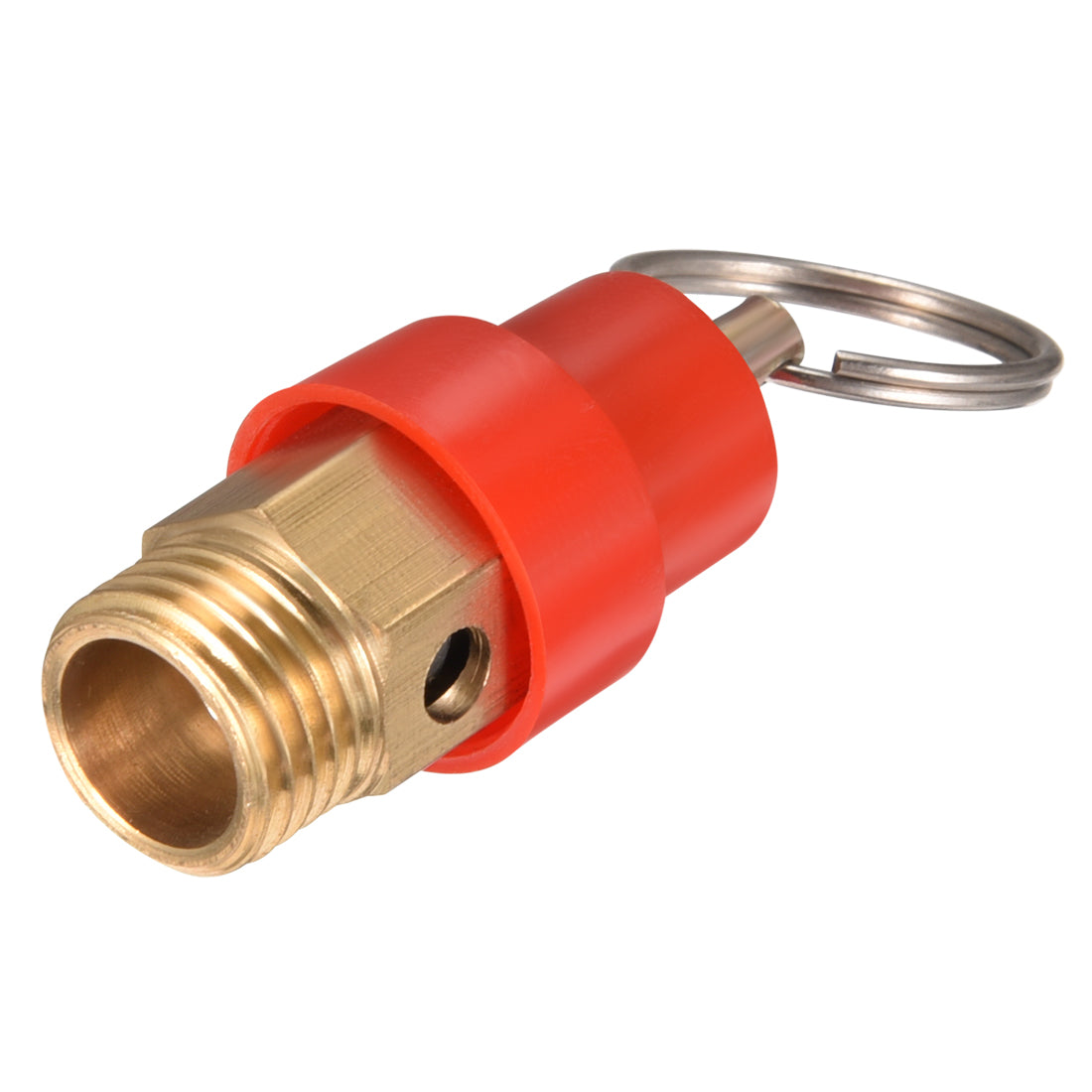 uxcell Uxcell 1/4 BSP Thread Pressure Relief Valve for Air Compressor 0.5Mpa Red Gold Tone w Split Ring
