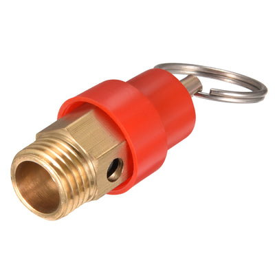 Harfington Uxcell 1/4 BSP Thread Pressure Relief Valve for Air Compressor 0.5Mpa Red Gold Tone w Split Ring