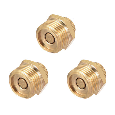 uxcell Uxcell 3/8PT Male Thread Dia Air Compressor Part Brass Tone Security Water Drain Valve 3 pcs