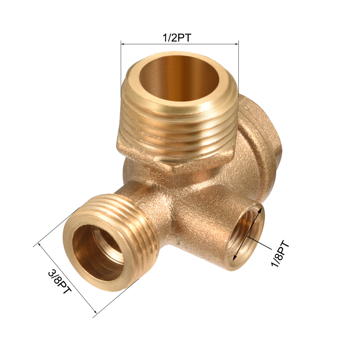 uxcell Uxcell 1/8G*3/8G*1/2G Thread Brass Check Valve for Air Compressor Golden