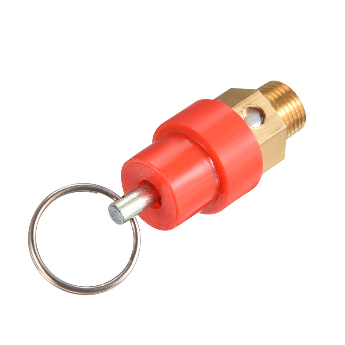 uxcell Uxcell 1/8" Thread Pressure Relief Valve for Air Compressor Red Gold Tone w Split Ring