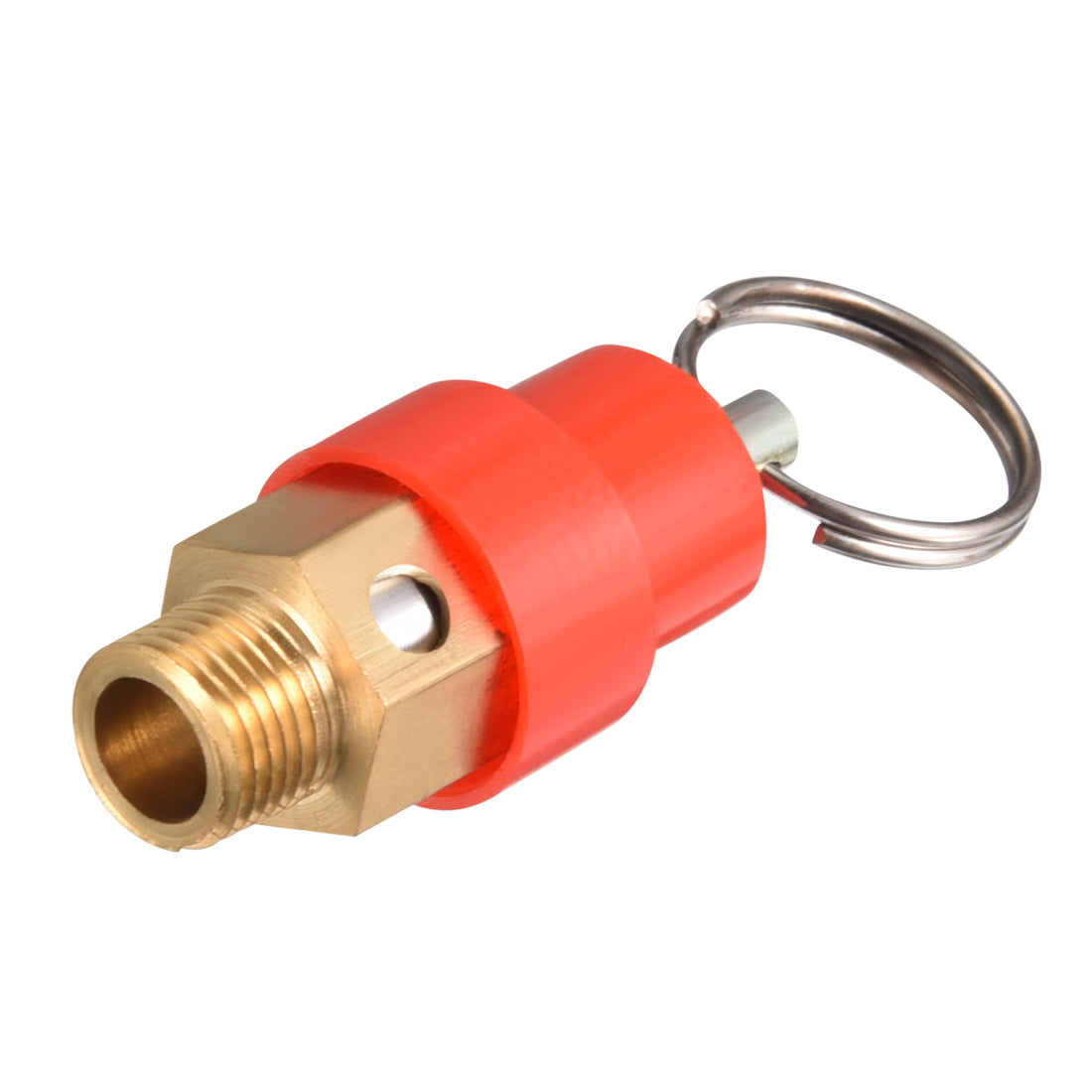 uxcell Uxcell 1/8" Thread Pressure Relief Valve for Air Compressor Red Gold Tone w Split Ring