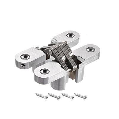 Harfington Uxcell Invisible Concealed Cross Hinges Wooden Doors, Zinc Alloy, 70 x 47 x 17mm