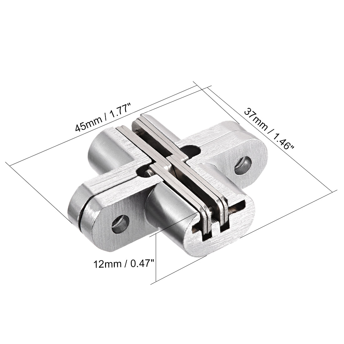 uxcell Uxcell 2pcs Invisible Concealed Cross Hinges Wooden Doors, Zinc Alloy, 45 x 37 x 12mm
