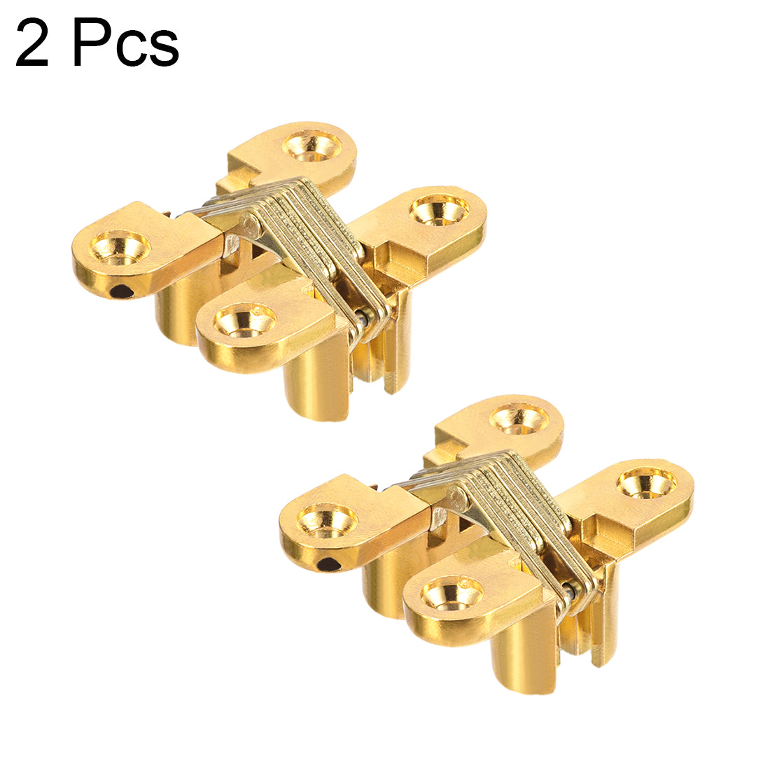 uxcell Uxcell 2pcs Invisible Concealed Cross Hinges Wooden Doors, Zinc Alloy, 43 x36x12mm