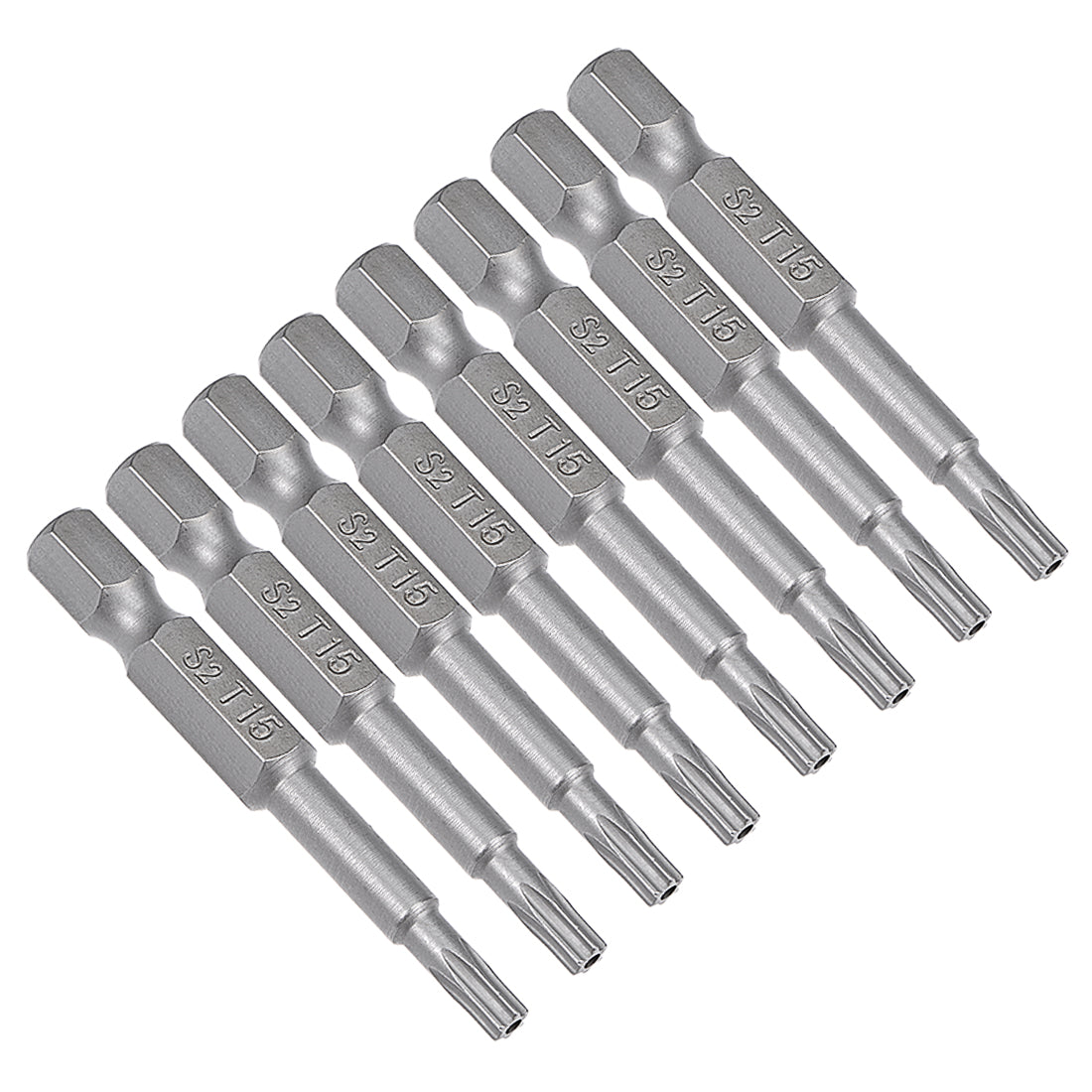 uxcell Uxcell 8 Pcs 1/4" Hex Shank T15 Magnetic Security Torx Screwdriver Bits 50mm Length