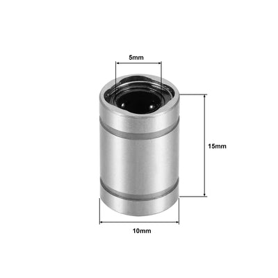 Harfington Uxcell LM5UU Linear Ball Bearings 5mm Bore 10mm OD 15mm Length for CNC 3D Printer 4pcs