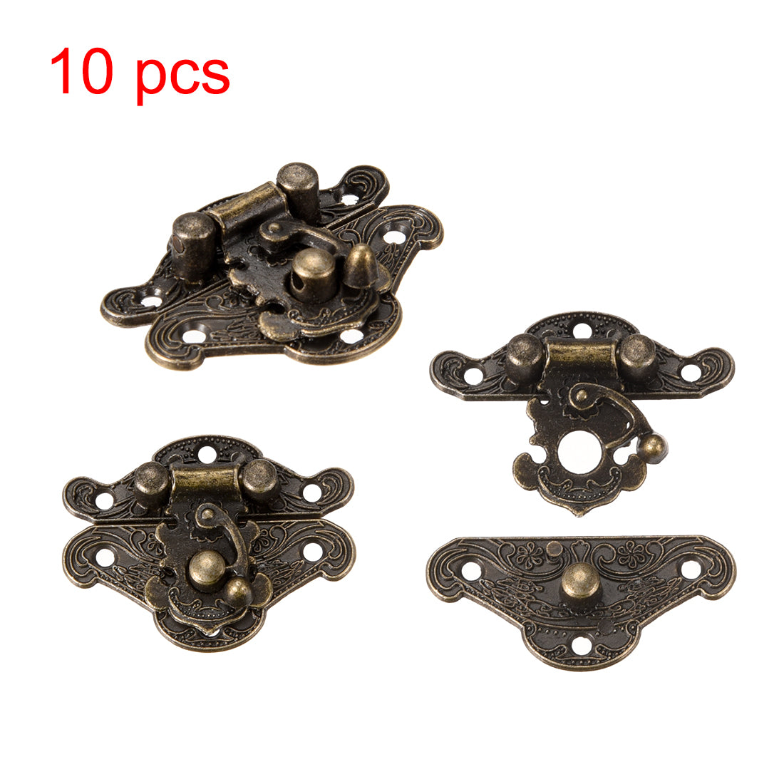 uxcell Uxcell 10 Sets Wood Case Chest Box Rectangle Clasp Closure Hasp Latches Bronze Tone 38 x 30mm