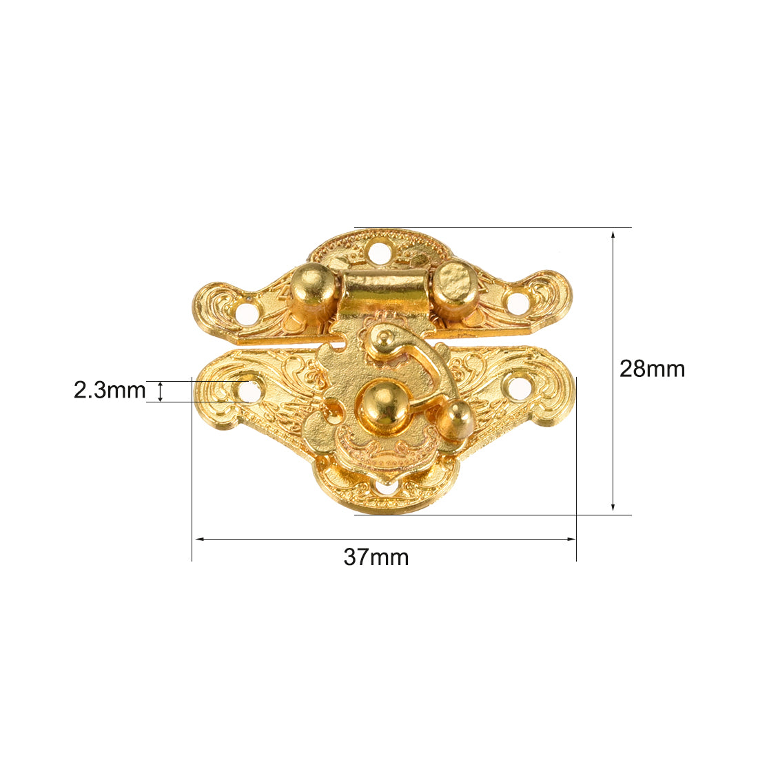 uxcell Uxcell 4 Sets Wood Case Chest Box Rectangle Clasp Closure Hasp Latches Gold Tone 37 x 28mm