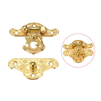 Harfington Uxcell 4 Sets Wood Case Chest Box Rectangle Clasp Closure Hasp Latches Gold Tone 37 x 28mm