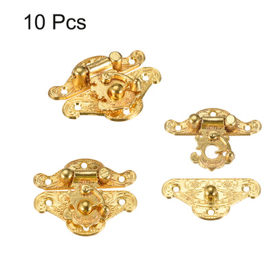 Harfington Uxcell 10 Sets Wood Case Chest Box Rectangle Clasp Closure Hasp Latches Gold Tone 37 x 28mm